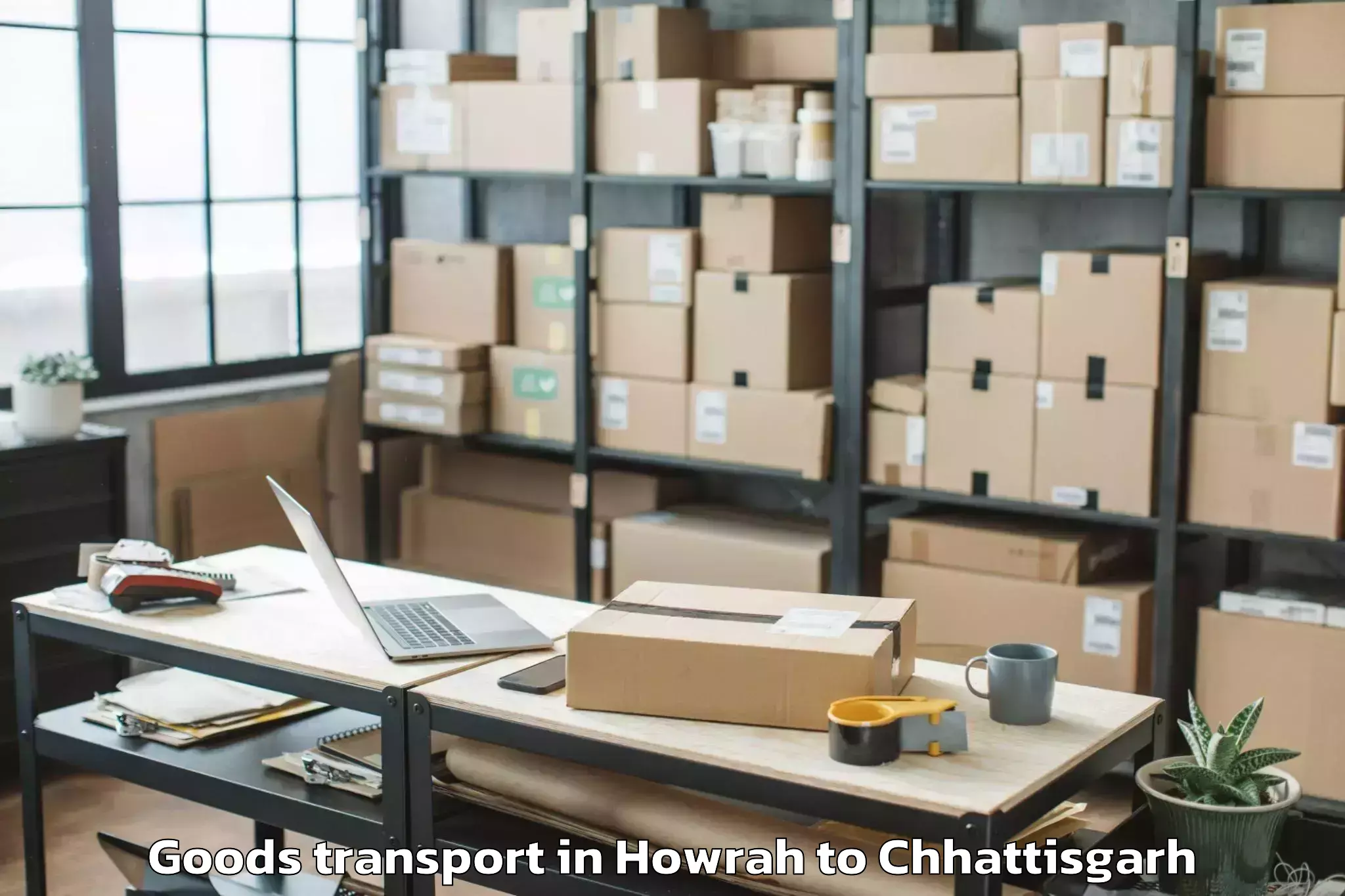 Reliable Howrah to Pithora Goods Transport